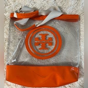 Clear plastic Tory Burch bag